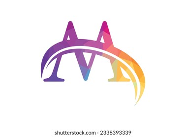 Low Poly and initial M letter logo design, Vector illustration