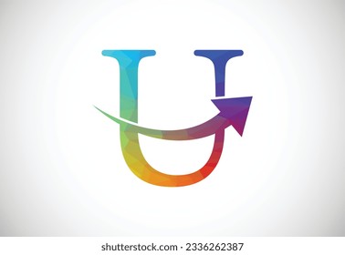 Low Poly and initial U letter logo design, Vector illustration