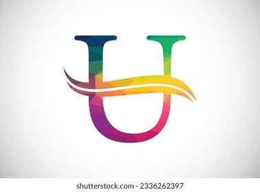 Low Poly and initial U letter logo design, Vector illustration
