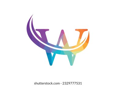 Low Poly and initial W letter logo design, Vector illustration