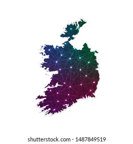 Low poly Ireland map in geometric polygonal on white background. Vector Illustration Eps10.