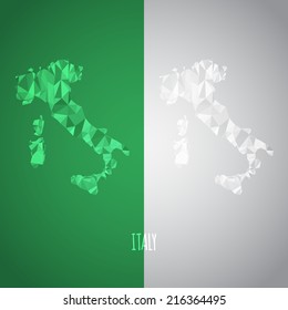 Low Poly Italy Map with National Colors - Infographic - Vector Illustration