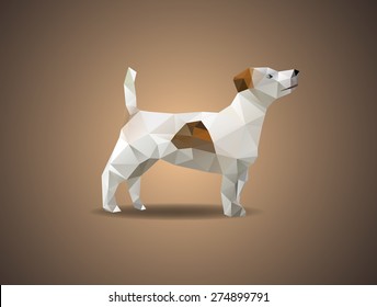 Low poly jack russell dog - Vector illustration