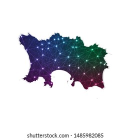 Low poly Jersey map in geometric polygonal on white background. Vector Illustration Eps10.