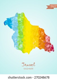 Low Poly Kashmir map isolated. Vector version 