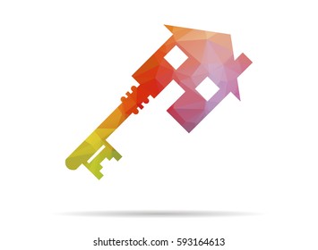 low poly key to house
