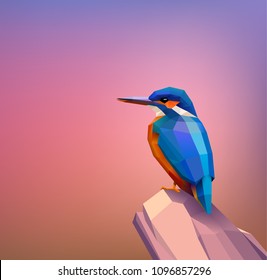 Un pescador de polos bajo sentado en una roca, vector eps10