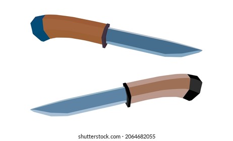 Low poly knife isolated on a white background. Vector illustration.