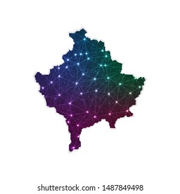 Low poly Kosovo map in geometric polygonal on white background. Vector Illustration Eps10.