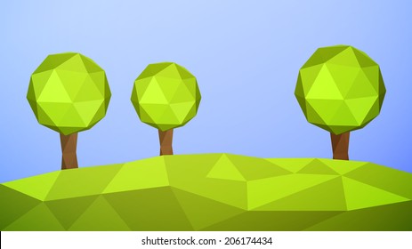 Low poly landscape with trees