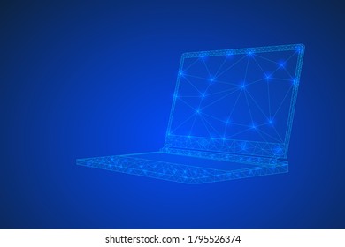 low poly laptop computer vector illustration 