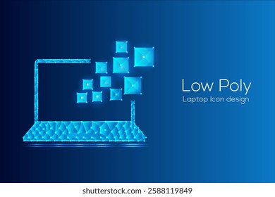 Low poly laptop icon creative design