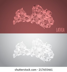 Low Poly Latvia Map with National Colors - Infographic - Vector Illustration