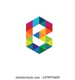 Low Poly Letter B, Geometric and colorful letter B logo design, Minimal B initial .vector
