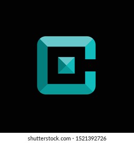 low poly letter c logo download - vector