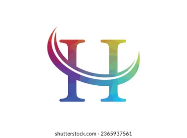 Low Poly and letter H logo design template, Vector illustration
