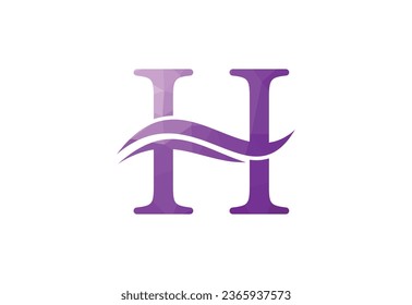 Low Poly and letter H logo design template, Vector illustration
