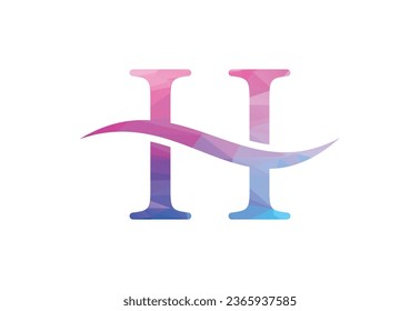 Low Poly and letter H logo design template, Vector illustration
