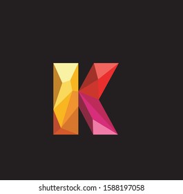 low poly letter k logo vector download