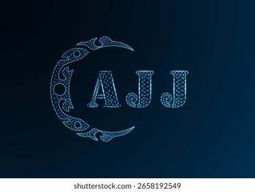 Logotipo de letra poli baixo AJJ design. Logotipo da letra AJJ baixo projeto do vetor poli no fundo do gradiente da cor azul. Logotipo AJJ baixo design poli
