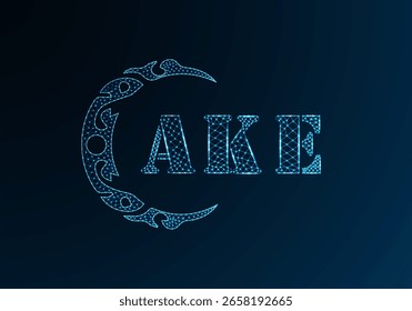 Low-Poly-Buchstaben-Logo AKE-Design. AKE-Buchstabe-Logo Low-Poly-Vektordesign auf blauem Farbverlauf-Hintergrund. AKE Logo Low Poly Design