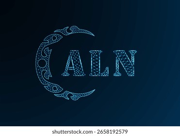 Low poly letter logo ALN design. ALN letter logo low poly vector design on blue color gradient background. ALN logo low poly design