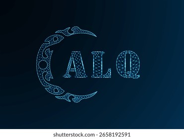 Logotipo bajo de la letra polivinílica ALQ diseño. Diseño de Vector polivinílico bajo del logotipo de la letra de ALQ en fondo azul del gradiente del color. Logotipo de ALQ bajo diseño polivinílico