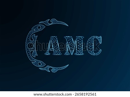 Low poly letter logo AMC design. AMC letter logo low poly vector design on blue color gradient background. AMC logo low poly design