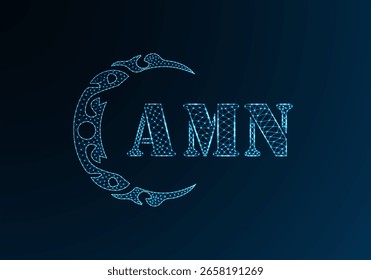 Logotipo bajo de la letra polivinílica AMN diseño. Diseño de Vector polivinílico bajo del logotipo de la letra de AMN en fondo azul del gradiente del color. Logotipo de AMN bajo diseño de poliéster