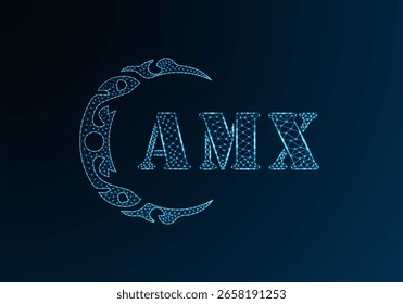 Logotipo bajo de la letra polivinílica AMX diseño. Diseño de Vector polivinílico bajo del logotipo de la letra de AMX en fondo azul del gradiente del color. Diseño de baja poli con logo AMX