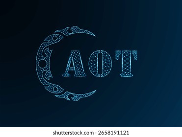 Low poly letter logo AOT design. AOT letter logo low poly vector design on blue color gradient background. AOT logo low poly design