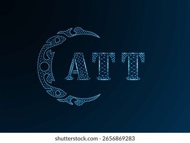Logotipo de letra baja de polietileno ATT diseño. Diseño bajo del Vector polivinílico del logotipo de la letra del ATT en fondo azul del gradiente del color. Diseño de baja poli del logotipo de ATT