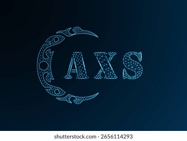 Logotipo bajo de la letra polivinílica AXS diseño. Logotipo de la letra de AXS bajo diseño de Vector polivinílico en fondo azul del gradiente del color. Diseño de baja poli con logo AXS
