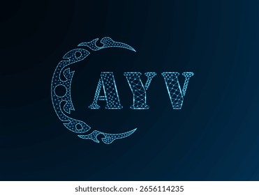 Logotipo bajo de la letra polivinílica AYV diseño. Diseño de Vector polivinílico bajo del logotipo de la letra de AYV en fondo azul del gradiente del color. Diseño de poliéster bajo del logotipo de AYV
