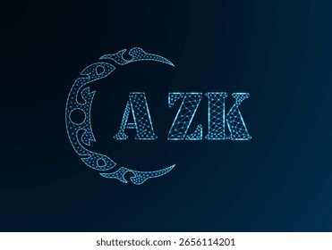 Low poly letter logo AZK design. AZK letter logo low poly vector design on blue color gradient background. AZK logo low poly design
