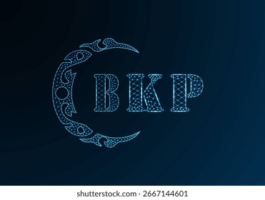 Low poly letter logo BKP design. BKP letter logo low poly vector design on blue color gradient background. BKP logo low poly design
