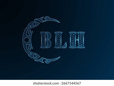 Logotipo bajo de la letra polivinílica BLH diseño. Diseño de Vector polivinílico bajo del logotipo de la letra de BLH en fondo azul del gradiente del color. BLH logo bajo diseño de poliéster
