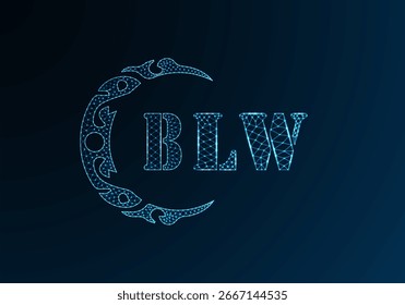 Logotipo bajo de la letra polivinílica BLW diseño. Diseño de Vector polivinílico bajo del logotipo de la letra de BLW en fondo azul del gradiente del color. Diseño de poliéster bajo del logotipo de BLW
