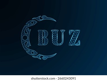 Logotipo bajo de la letra polivinílica BUZ diseño. Diseño de Vector polivinílico bajo del logotipo de la letra de BUZ en fondo azul del gradiente del color. Logotipo de BUZ bajo diseño polivinílico

