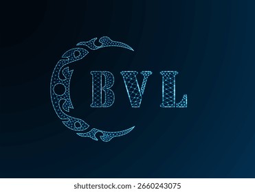 Logotipo de letra baixa poli design BVL. BVL letra logotipo baixo poli vetor design no fundo gradiente de cor azul. Logotipo BVL baixo design poli
