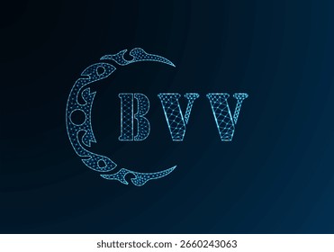 Low poly letter logo BVV design. BVV letter logo low poly vector design on blue color gradient background. BVV logo low poly design
