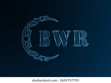 Logotipo bajo de la letra polivinílica BWR diseño. Diseño de Vector polivinílico bajo del logotipo de la letra de BWR en fondo azul del gradiente del color. Logotipo de BWR bajo diseño polivinílico
