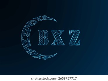 Logotipo bajo de la letra polivinílica Diseño de BXZ. Diseño de Vector polivinílico bajo del logotipo de la letra de BXZ en fondo azul del gradiente del color. Logotipo de BXZ bajo diseño de poliéster
