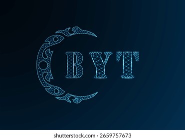 Logotipo bajo de la letra polivinílica diseño de BYT. Diseño de Vector polivinílico bajo del logotipo de la letra de BYT en fondo azul del gradiente del color. Logotipo de BYT bajo diseño polivinílico

