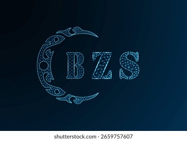 Logotipo de letra poli baixo BZS design. Logotipo de letra BZS baixo poli design vetorial no fundo de gradiente de cor azul. Logotipo BZS baixo design poli
