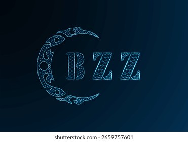 Logotipo bajo de la letra polivinílica Diseño de BZZ. Diseño de Vector polivinílico bajo del logotipo de la letra de BZZ en fondo azul del gradiente del color. Logotipo de BZZ bajo diseño de poliéster
