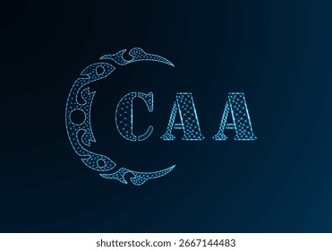Logotipo de letra baja de polietileno diseño CAA. Diseño de Vector polivinílico bajo del logotipo de la letra de CAA en fondo azul del gradiente del color. Diseño de baja poli del logotipo de CAA
