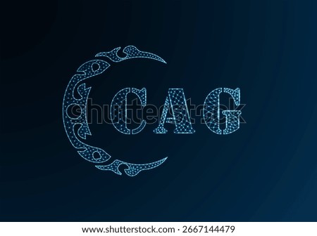 Low poly letter logo CAG design. CAG letter logo low poly vector design on blue color gradient background. CAG logo low poly design
