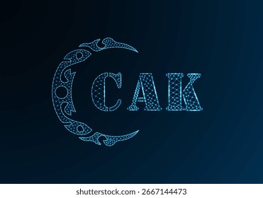 Low poly letter logo CAK design. CAK letter logo low poly vector design on blue color gradient background. CAK logo low poly design
