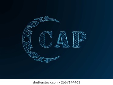 Projeto baixo CAP do logotipo da letra poli. Design do vetor poli baixo do logotipo da letra da CAP no fundo do gradiente de cor azul. Logotipo CAP baixo design poli
